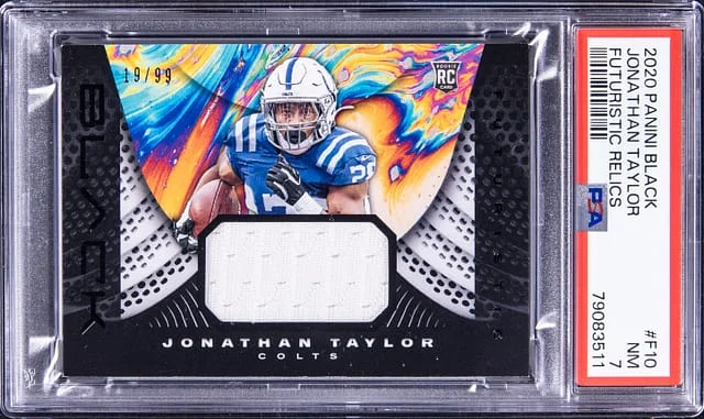 2020 Panini Black Jonathan Taylor Futuristic Relics #F10 card image