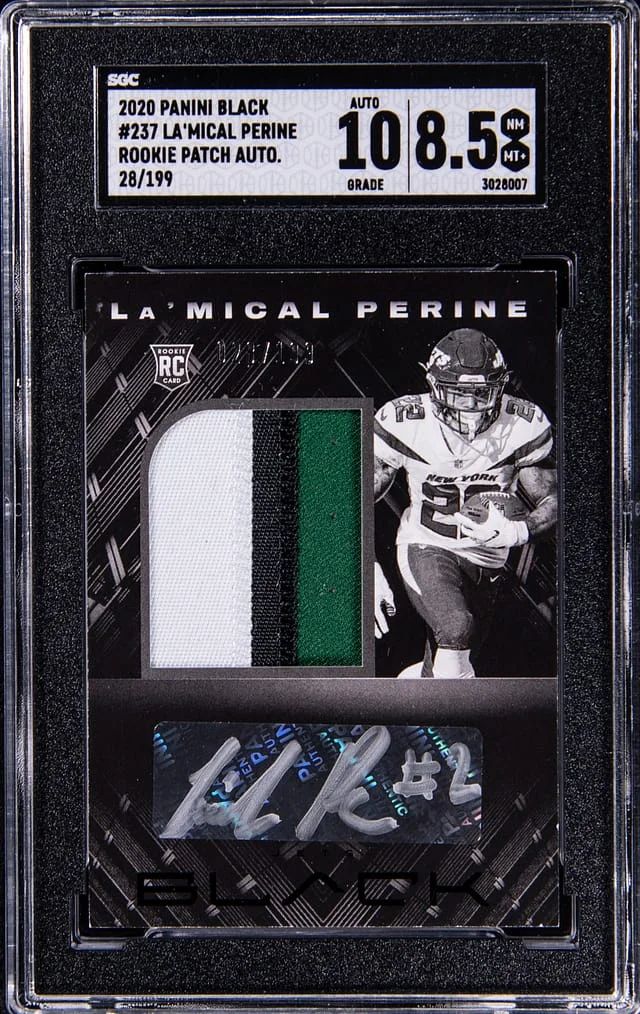 2020 Panini Black La'Mical Perine Patch Autographs #237 card image