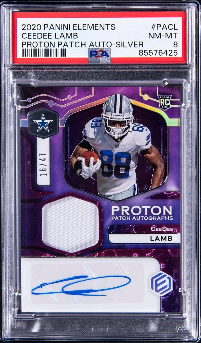2020 Panini Ceedee Lamb Elements Proton Patch Autograph Silver #PA-CL card image