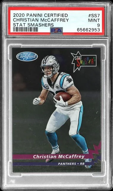 2020 Panini Certified Christian Mccaffrey Stat Smashers #SS7 card image