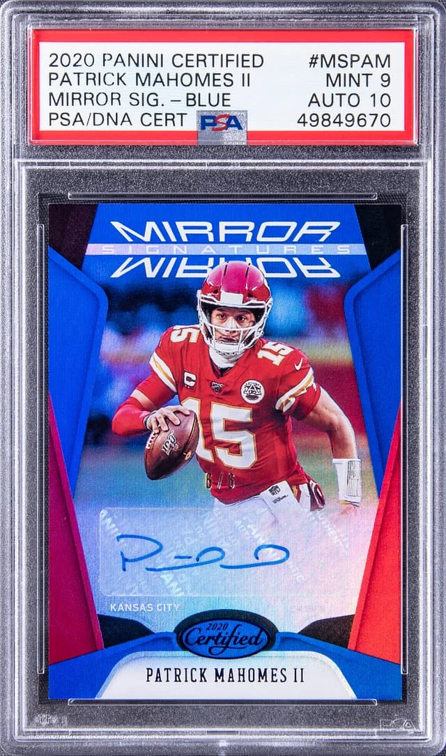2020 Panini Certified Football Patrick Mahomes Blue Mirror Signatures #MSPAM card image