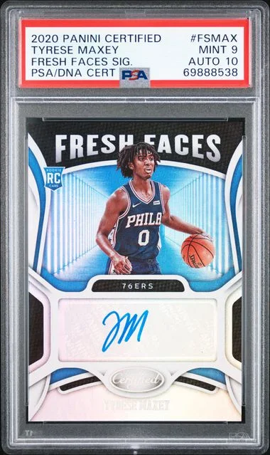 2020 Panini Certified Fresh Faces Signatures Fsmax Tyrese Maxey #no-number card image