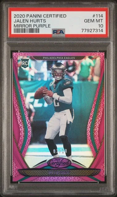 2020 Panini Certified Jalen Hurts Mirror Purple #114 card image
