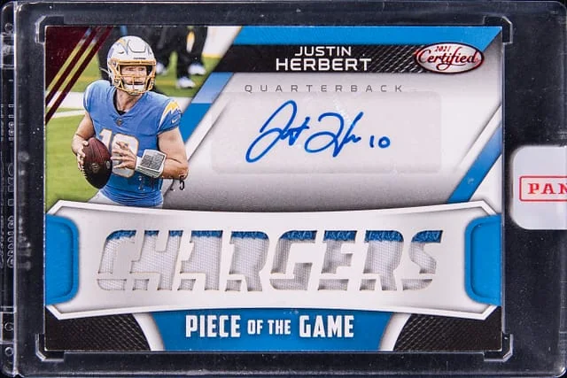 2020 Panini Certified Justin Herbert Piece Of The Game Ruby #POGS-JH card image