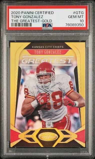 2020 Panini Certified Tony Gonzalez The Greatest Gold #G-TG card image
