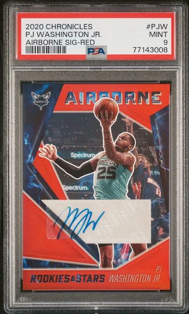 2020 Panini Chronicles Airborne Signatures Red Pjw Pj Washington Jr. #no-number card image
