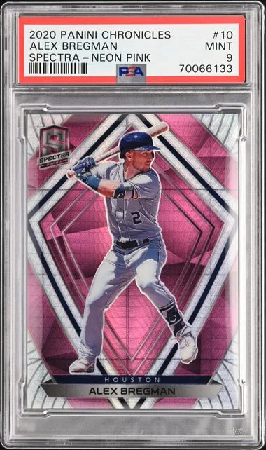 2020 Panini Chronicles Alex Bregman Spectra Neon Pink #10 card image