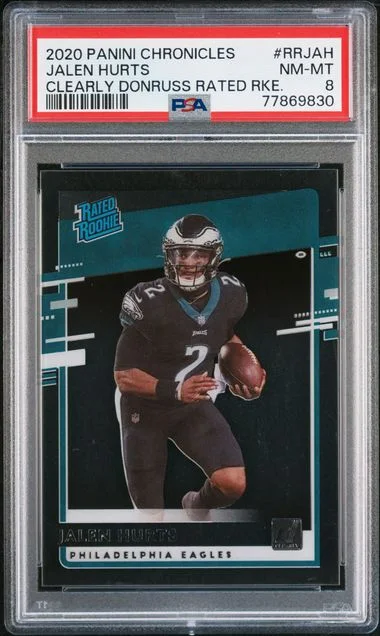 2020 Panini Chronicles Clearly Donruss Rated Rookies Rrjah Jalen Hurts #no-number card image