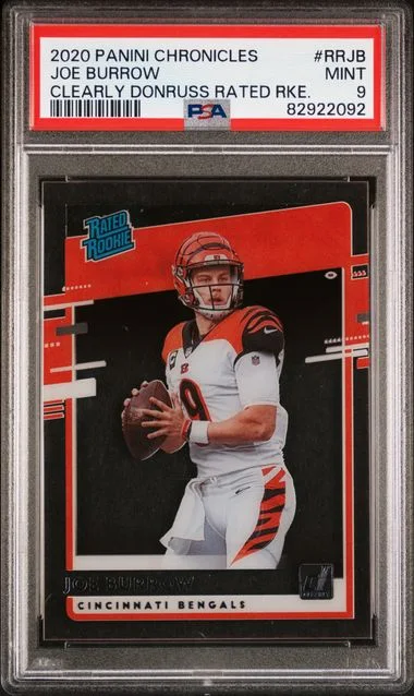 2020 Panini Chronicles Clearly Donruss Rated Rookies Rrjb Joe Burrow #no-number card image
