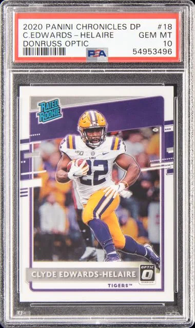 2020 Panini Chronicles Draft Picks Clyde Edwards-Helaire Donruss Optic Rated #18 card image