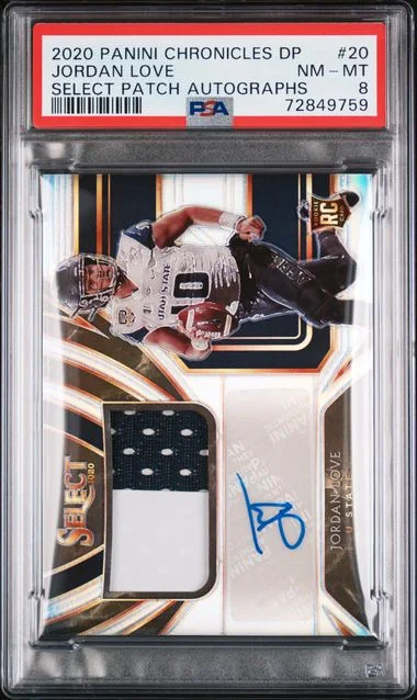 2020 Panini Chronicles Draft Picks Jordan Love Select Patch Autographs #20 card image