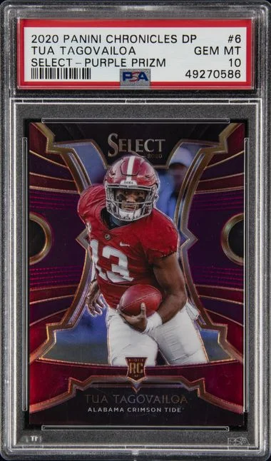 2020 Panini Chronicles Draft Picks Tua Tagovailoa Select Purple Prizm #6 card image