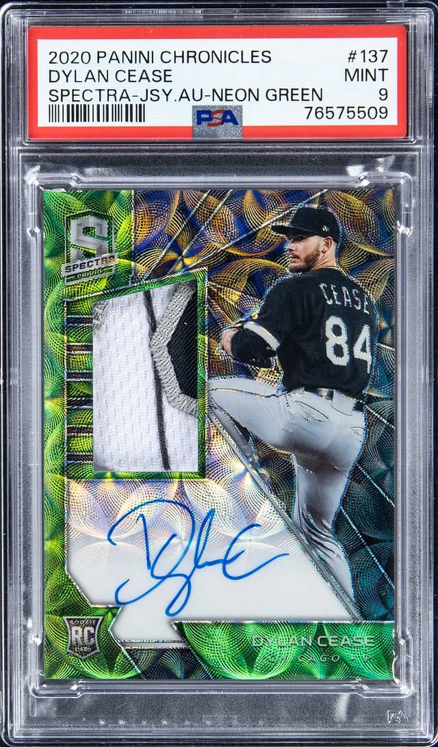 2020 Panini Chronicles Dylan Cease Spectra Jersey Autograph NN Blue #137 card image