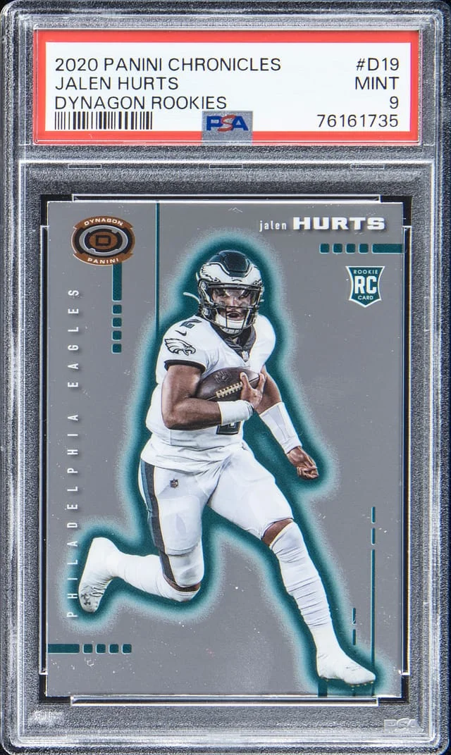 2020 Panini Chronicles Jalen Hurts Dynagon Rookies Purple #D19 card image