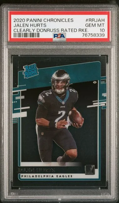 2020 Panini Chronicles Jalen Hurts Clearly Donruss Rated Rookies #RR-JAH card image