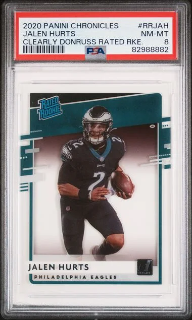 2020 Panini Chronicles Jalen Hurts Clearly Donruss Rated Rookies #RRJAH card image