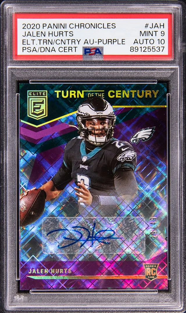 2020 Panini Chronicles Jalen Hurts Elite Turn of the Century Autograph Purple #TOC-JAH card image