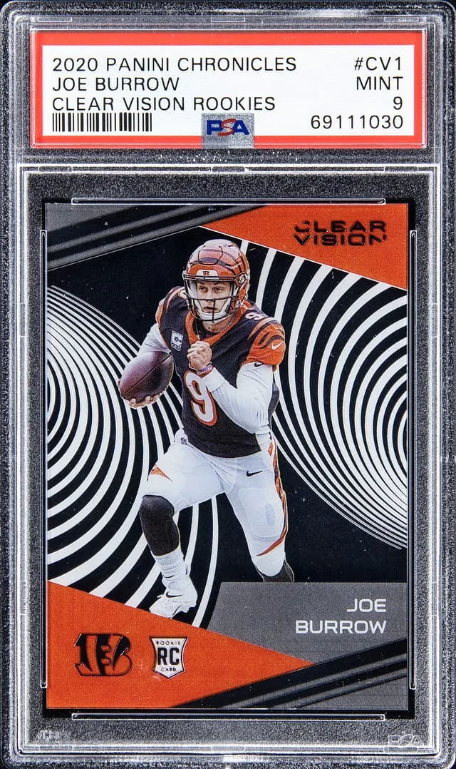 2020 Panini Chronicles Joe Burrow Clear Vision #CV-1 card image