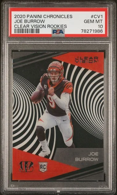 2020 Panini Chronicles Joe Burrow Clear Vision Rookies #CV1 card image