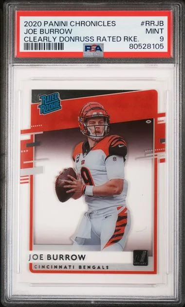 2020 Panini Chronicles Joe Burrow Clearly Donruss Rated Rookies #RRJB card image