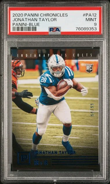 2020 Panini Chronicles Jonathan Taylor Panini Blue #PA-12 card image