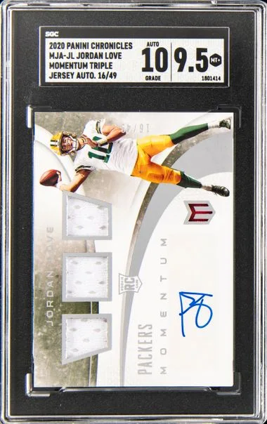 2020 Panini Chronicles Jordan Love Momentum Triple Jersey Autographs #MJA-JL card image