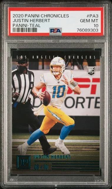 2020 Panini Chronicles Justin Herbert Panini Teal #PA-3 card image
