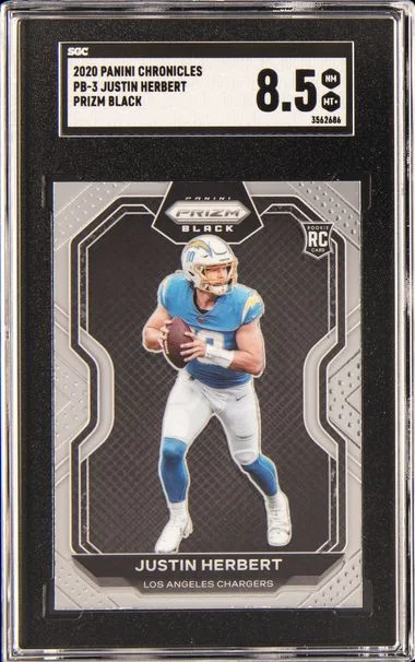 2020 Panini Chronicles Justin Herbert Prizm Black Silver #Pb3 card image