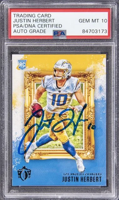 2020 Panini Chronicles Justin Herbert PSA_DNA Gridiron Kings #Gk-3 card image