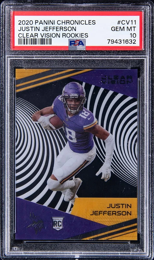 2020 Panini Chronicles Justin Jefferson Clear Vision Rookies #CV-11 card image