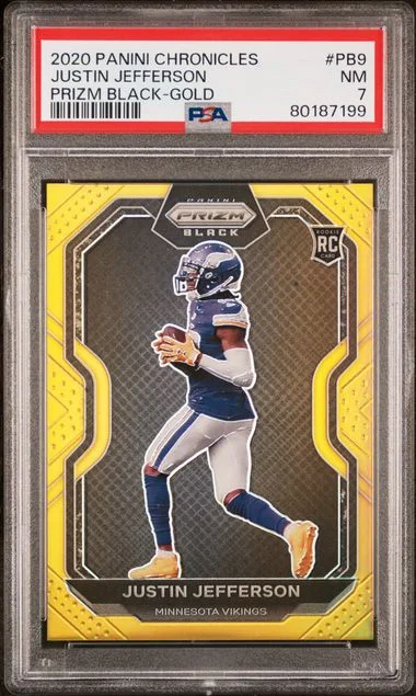 2020 Panini Chronicles Justin Jefferson Prizm Black Silver #PB9 card image