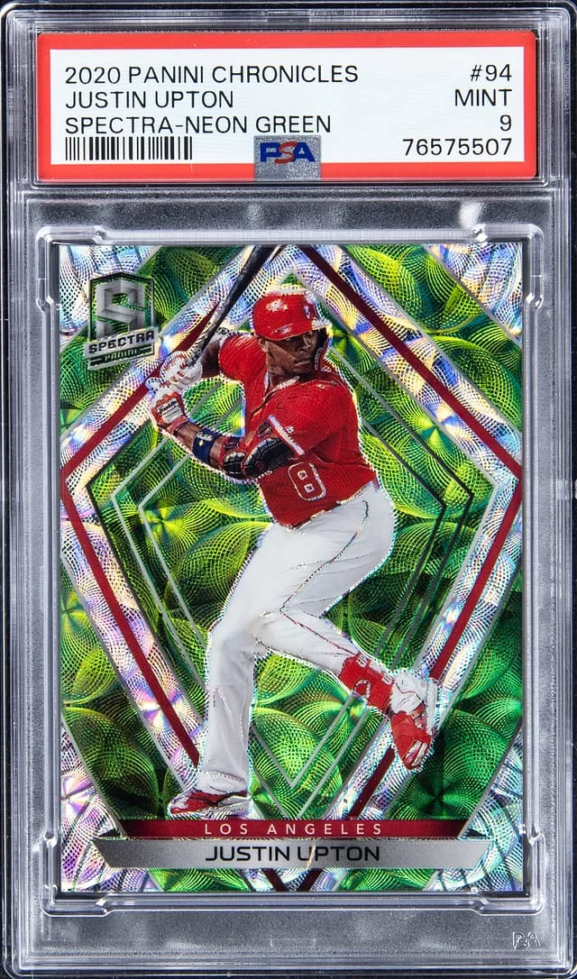 2020 Panini Chronicles Justin Upton Spectra Neon Green #94 card image