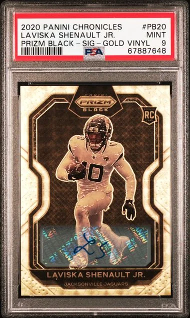 2020 Panini Chronicles Laviska Shenault Jr. Prizm Black Signature-Gold Vinyl #PB20 card image