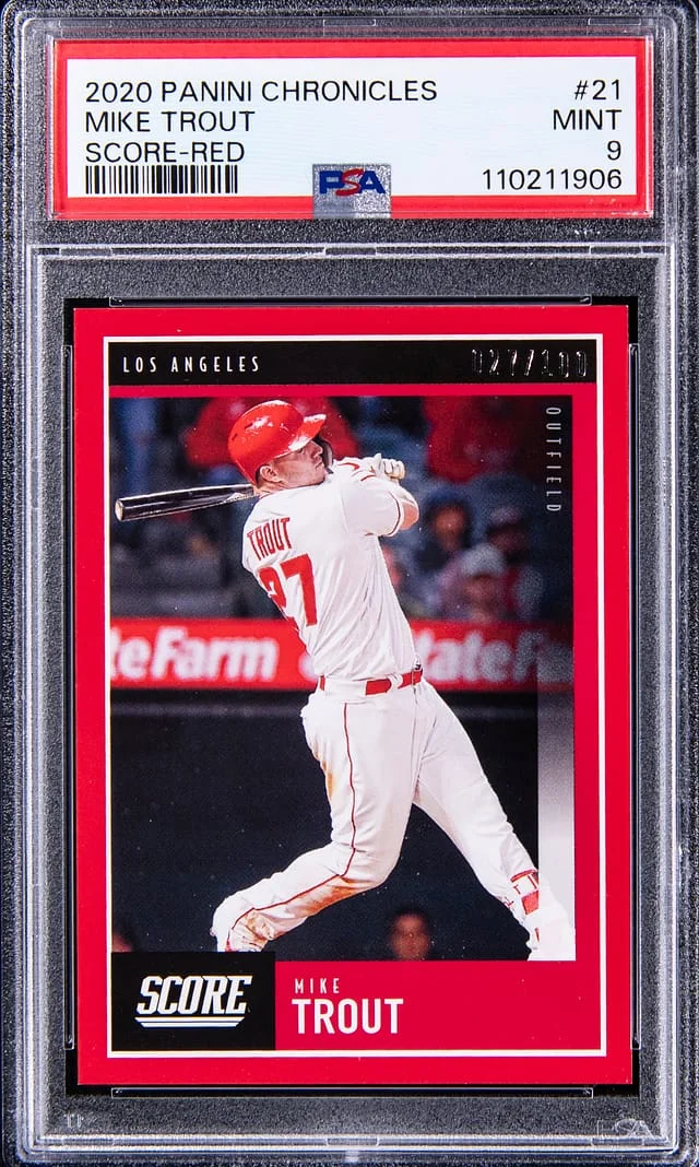 2020 Panini Chronicles Mike Trout Score Red #21 card image