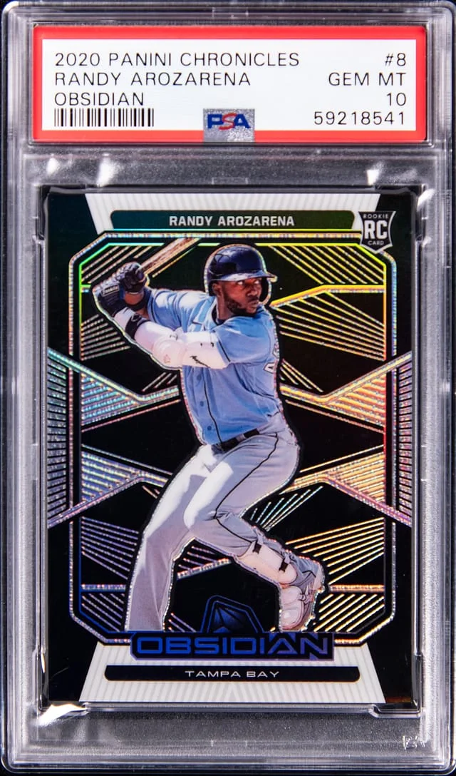 2020 Panini Chronicles Randy Arozarena Obsidian #8 card image