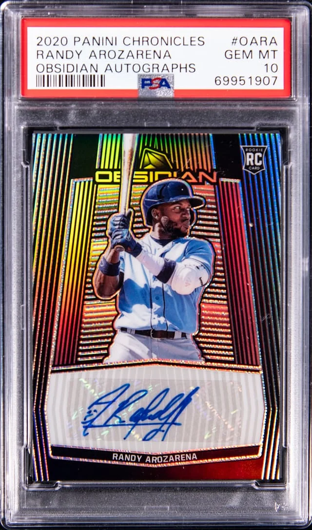 2020 Panini Chronicles Randy Arozarena Obsidian Autographs #OA-RA card image