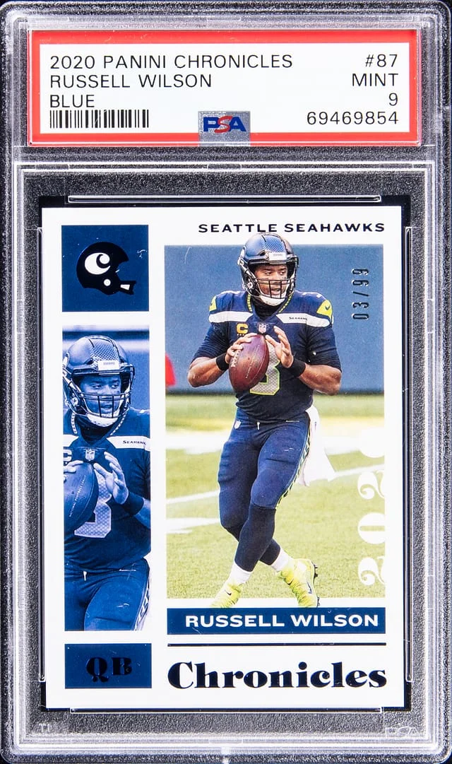 2020 Panini Chronicles Russell Wilson Blue #87 card image