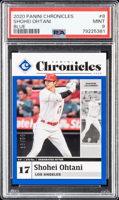 2020 Panini Chronicles Shohei Ohtani Blue #8 card image