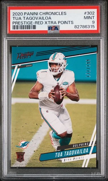 2020 Panini Chronicles Tua Tagovailoa Prestige Red Xtra Points #302 card image