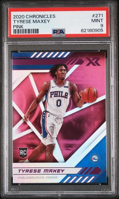 2020 Panini Chronicles Tyrese Maxey Pink #271 card image