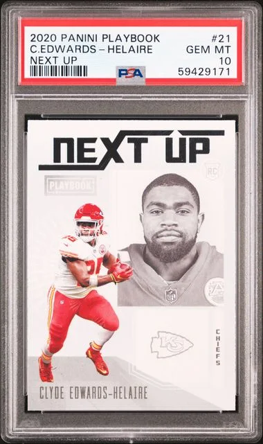 2020 Panini Clyde Edwards-Helaire Playbook Next Up #21 card image