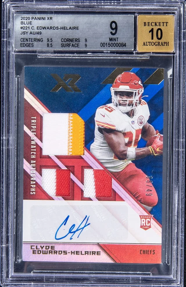 2020 Panini Clyde Edwards-Helaire XR Blue #221 card image