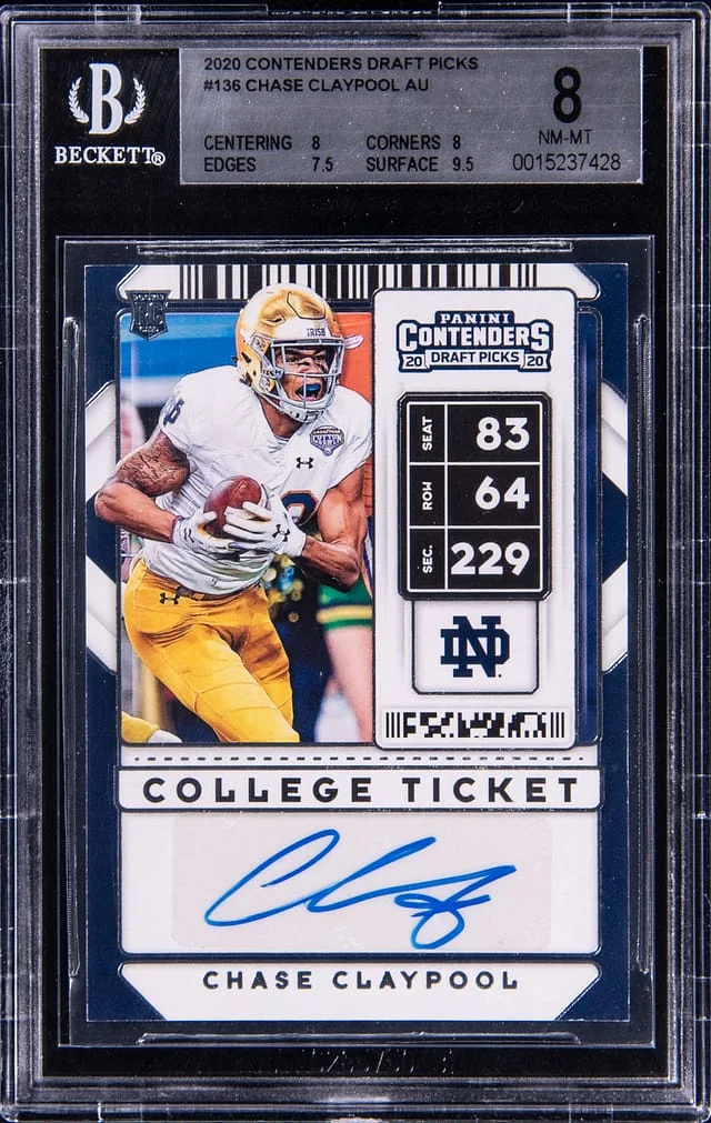 2020 Panini Contenders Chase Claypool College Ticket Autographs #136 card image