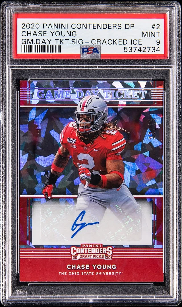 2020 Panini Contenders Chase Young Game Day Ticket Signature-Cracked Ice #2 card image