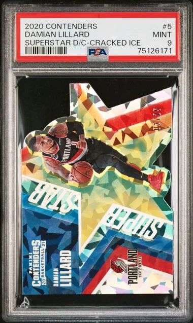 2020 Panini Contenders Damian Lillard Superstar Die-Cut Cracked Ice #5 card image