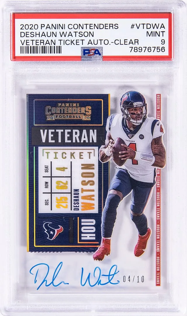 2020 Panini Contenders Deshaun Watson Veteran Ticket Autograph Clear #VT-DWA card image