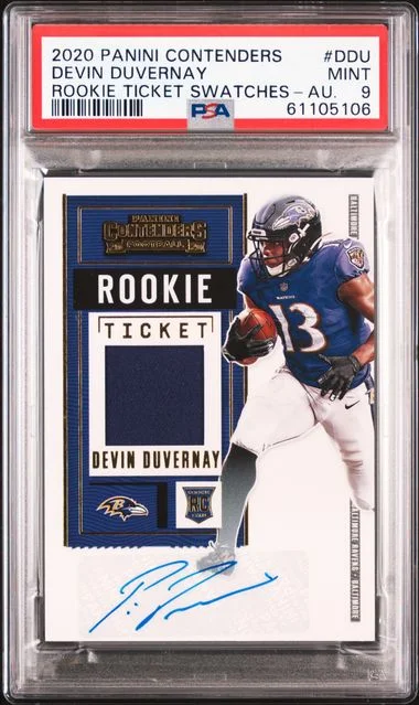 2020 Panini Contenders Devin Duvernay Ticket Swatches Autograph #Ddu card image