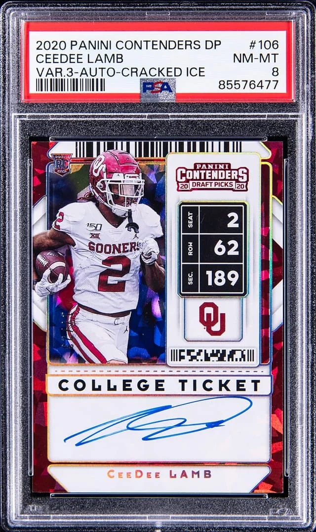2020 Panini Contenders Draft Picks CeeDee Lamb Variation 3 Autograph Bowl #106 card image