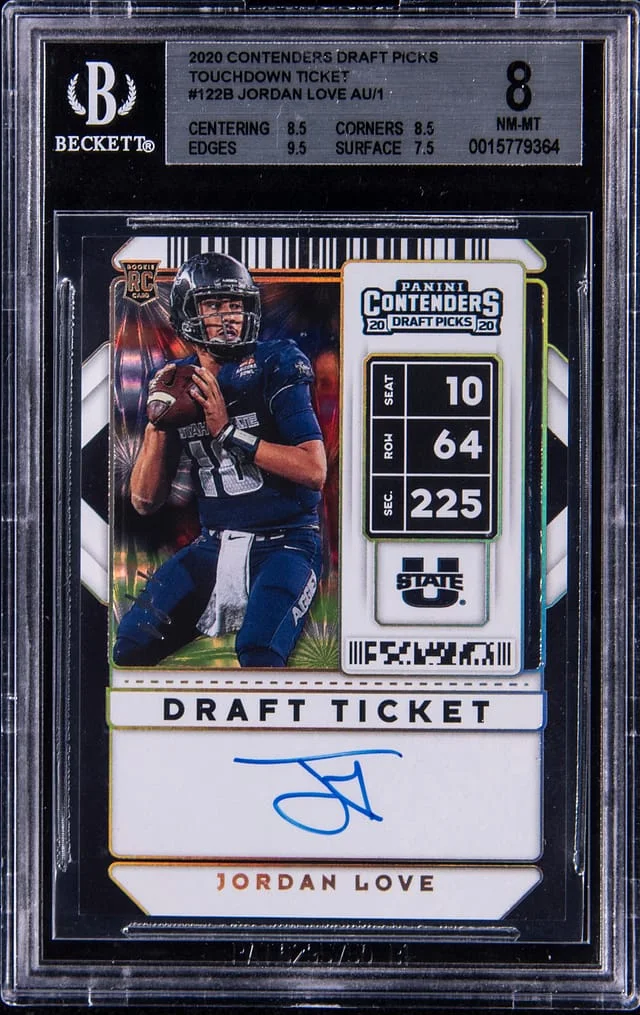 2020 Panini Contenders Draft Picks Jordan Love Draft Ticket Autographs Touchdown #122B card image