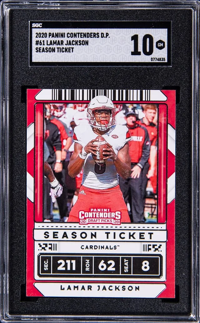 2020 Panini Contenders Draft Picks Lamar Jackson Season Ticket #61 card image